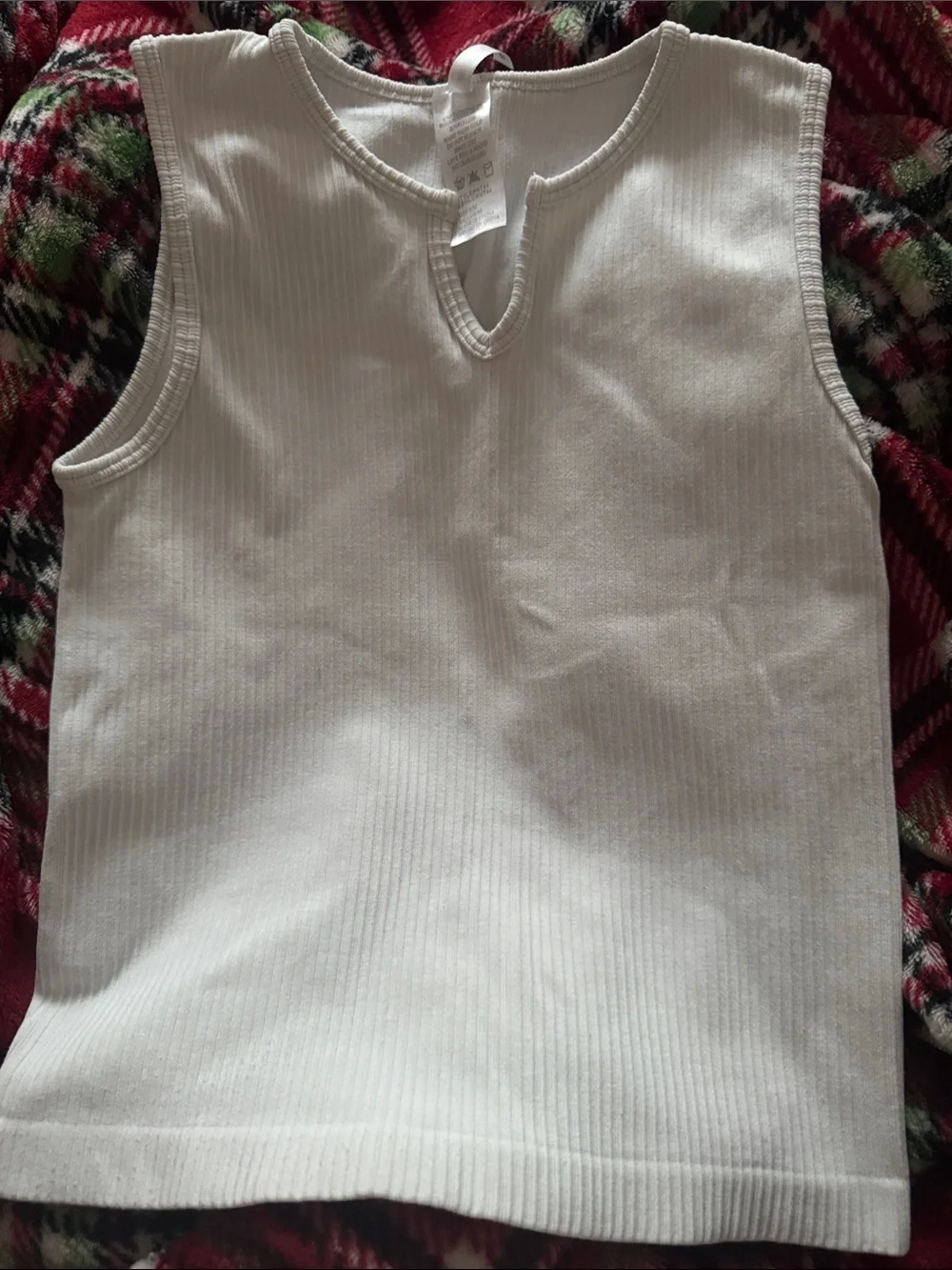 White Ribbed Tank Top - Picture 1 of 3